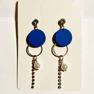 Blue & Gold Dangle Earrings